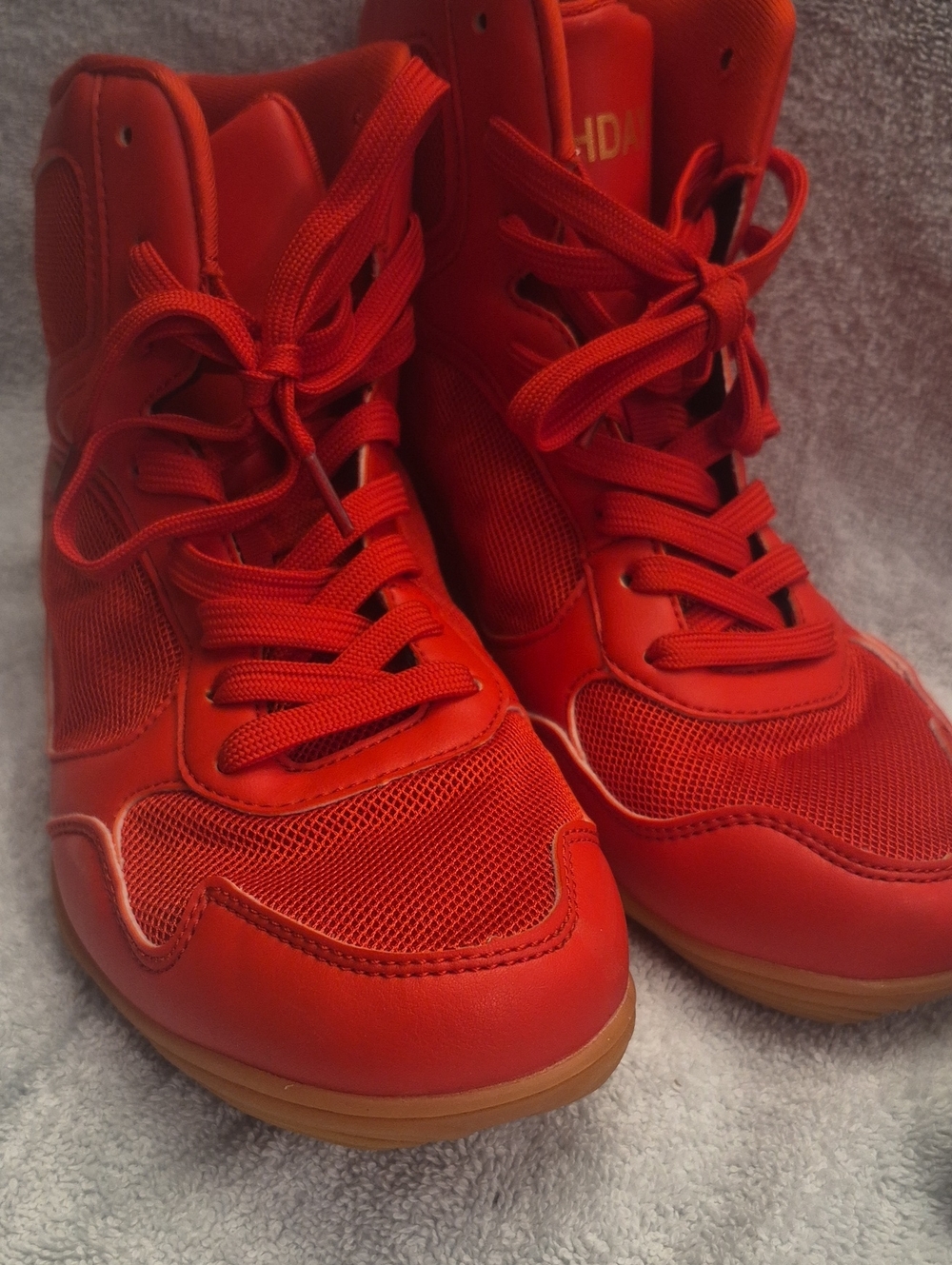 Women's Bright Red High-Top Lace-Up Sneakers